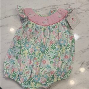 Bunny Floral  Pink and Green Kids Dress